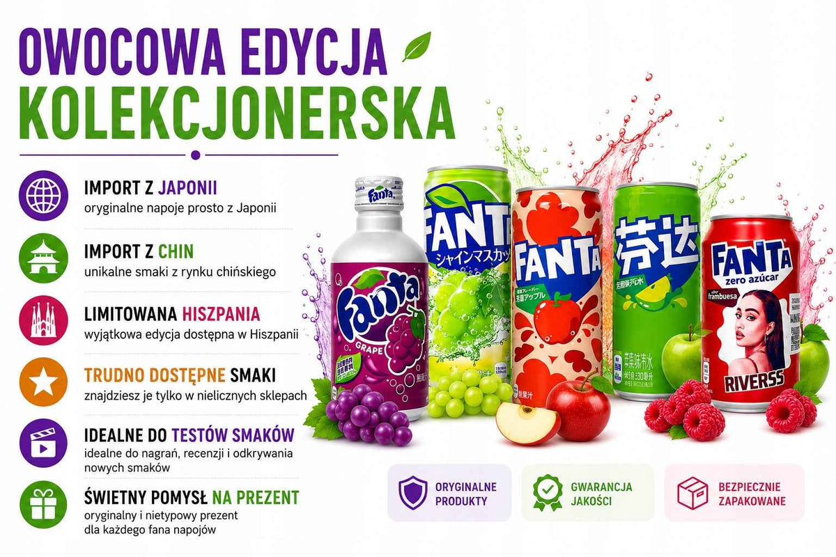 Fanta Fruit Box 5 Smaków Japonia Chiny Hiszpania Limitowane