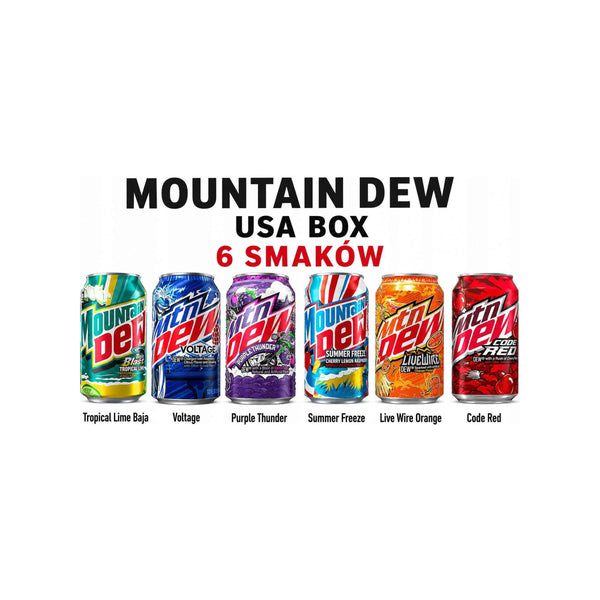 Mountain Dew USA Box – Zestaw 6 Wyjątkowych Smaków z Ameryki