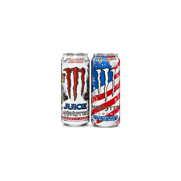 Monster Energy USA – Zestaw 2 Sztuki (Ultra Red White & Blue & Strawberry Lemonade)