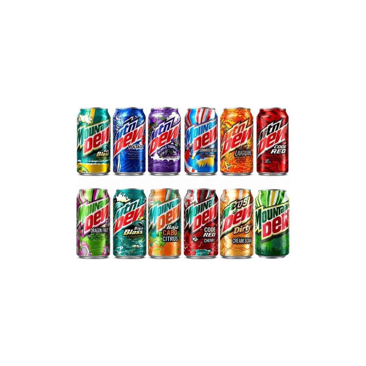 Mountain Dew USA BOX Zestaw 12x 355ml Baja Voltage Code Red Summer Dirty