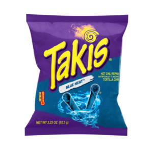 Takis Blue Heat – pikantne, rolowane chipsy kukurydziane w niebieskiej wersji smakowej