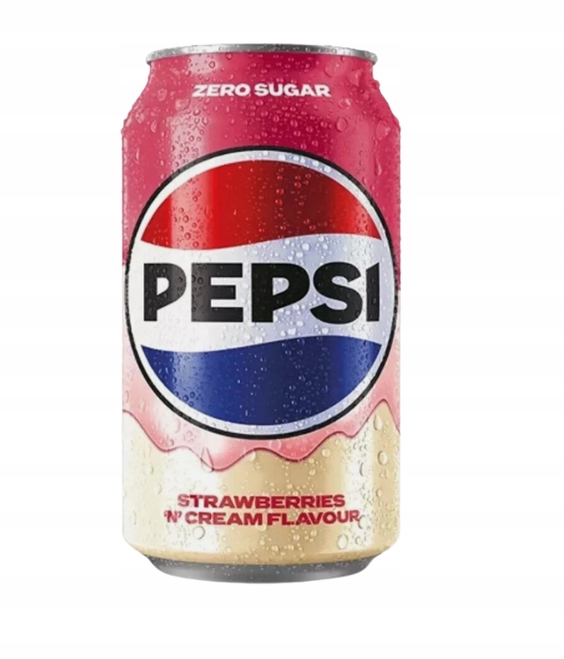 alt="PEPSI ZERO Strawberries & Cream UK 330 ml – napój zero cukru o smaku truskawek i śmietanki"