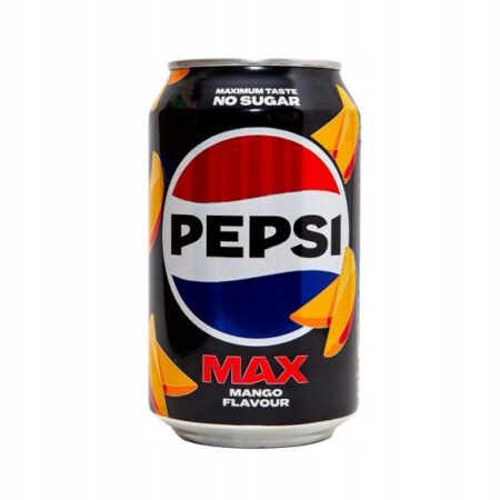 Pepsi Mango Zero – gazowany napój bez cukru o smaku mango w puszce 330 ml, dostępny w Snack Shop