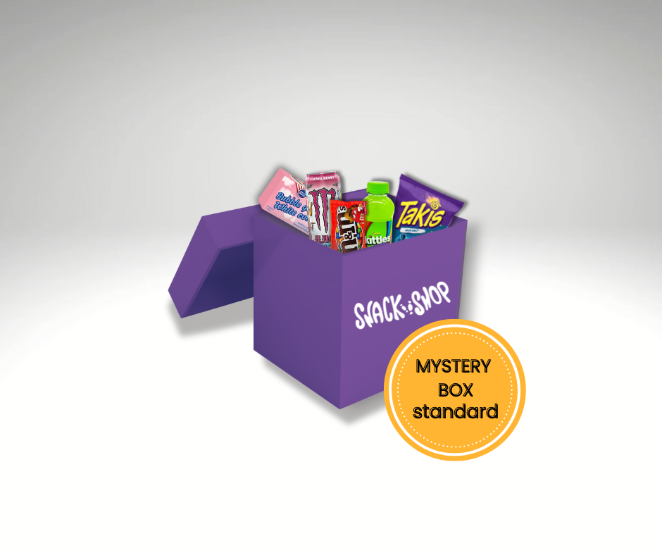 mystery box standard z przekąskami i napojami z zagranicy w boxie niespodziance