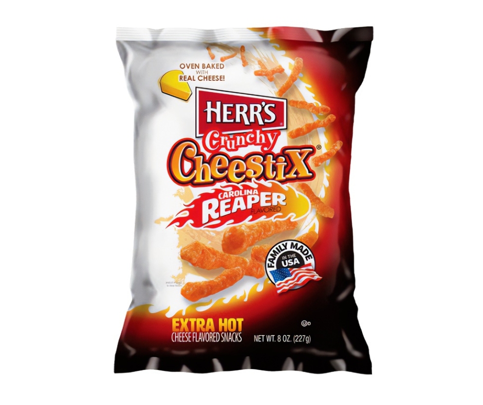 Herr's Crunchy Cheestix Carolina Reaper – serowe pikante chrupki z papryką Carolina Reaper