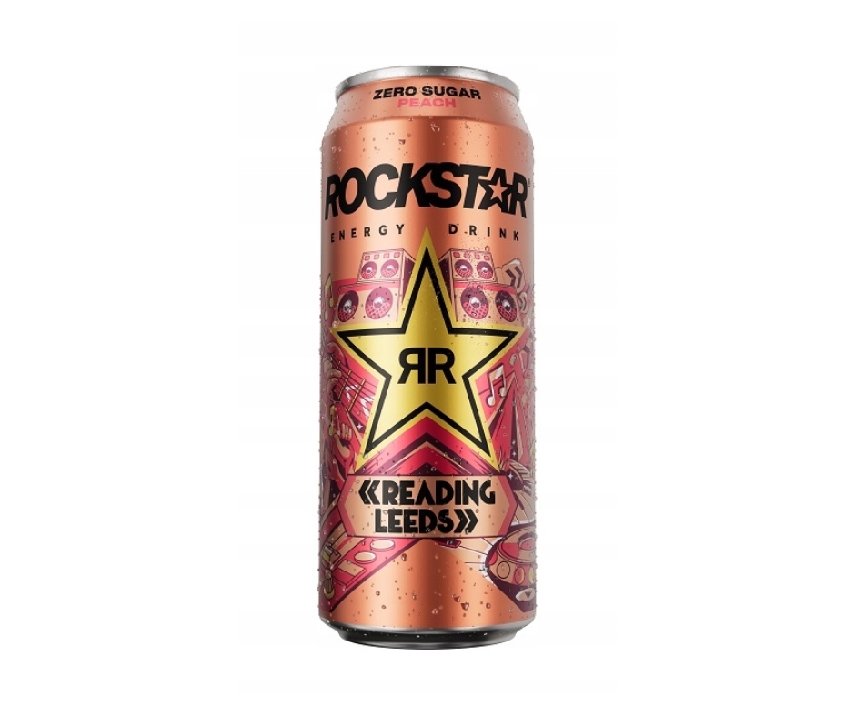 Rockstar Peach Zero Sugar 500ml – energy drink o smaku brzoskwini, orzeźwiający napój bez cukru, dla osób aktywnych