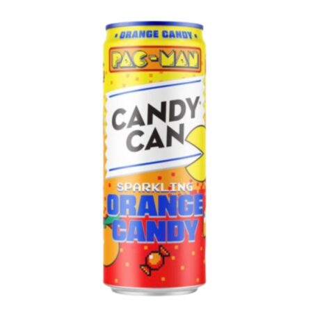 Candy Can PAC-MAN Orange Candy – napój gazowany o pomarańczowym smaku w puszce 330 ml, zawiera cukier
