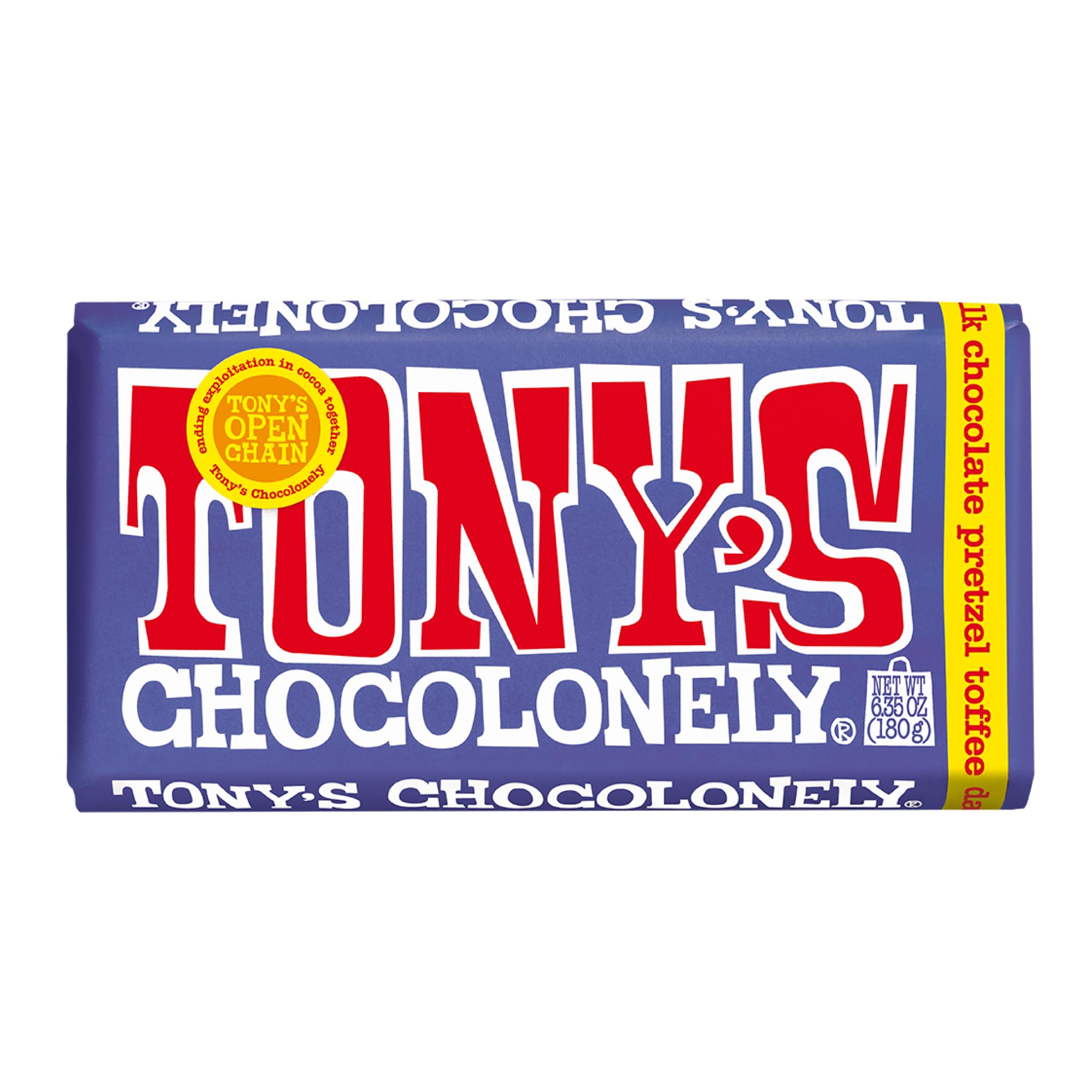 Tony's Chocolonely Dark Milk Pretzel Toffee z preclem i toffee