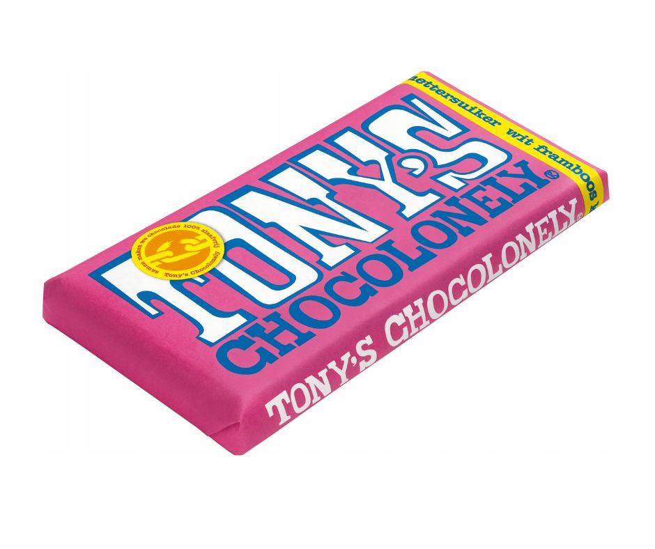 Tony’s Chocolonely White Raspberry Popping Candy biała czekolada z maliną i chrupkami