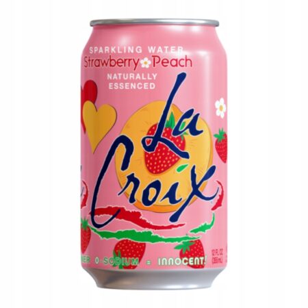 La Croix Strawberry Peach 355 ml – woda gazowana smakowa bez cukru o smaku truskawki i brzoskwini w puszce